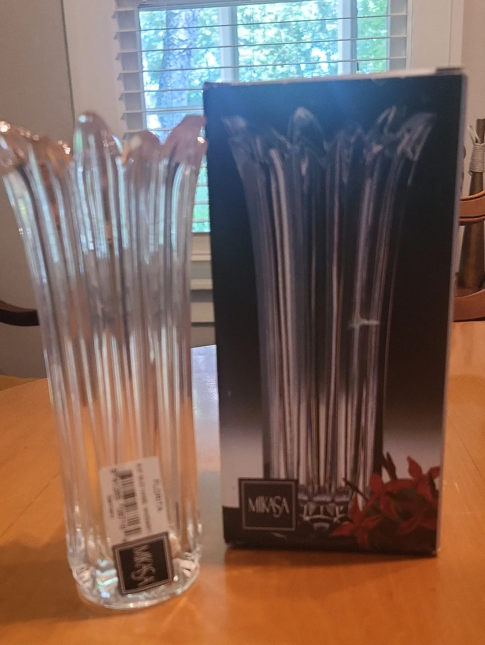 Mikasa Clear Ribbed Scalloped Glass Bud Vase
